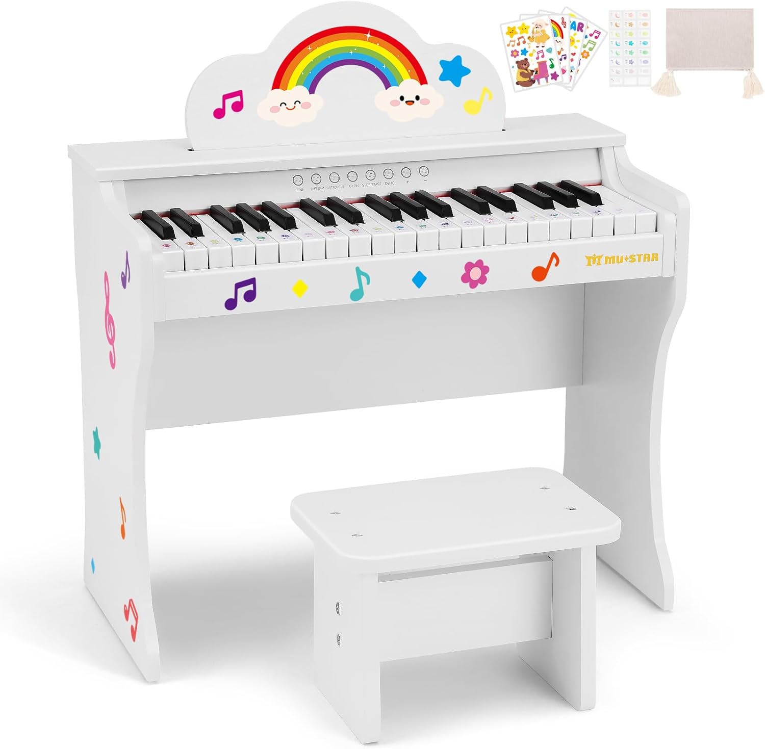 Kids Education Book - Educational 37-Key Wooden Keyboard Piano for