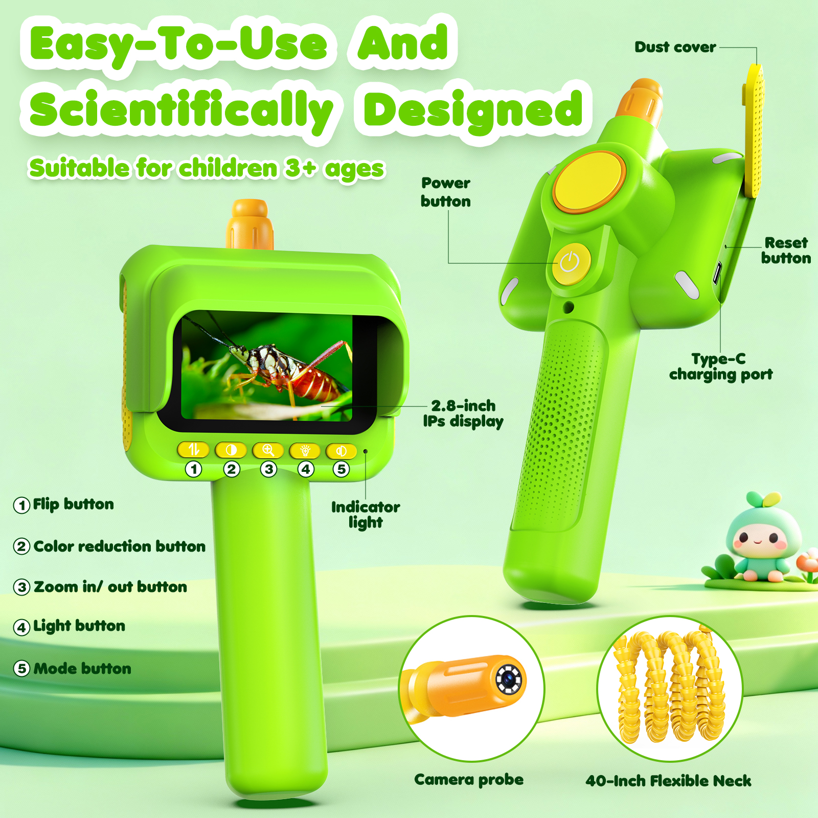 Endoscope for Kid Snake Camera - Kids Outdoor Education avaliação e preço