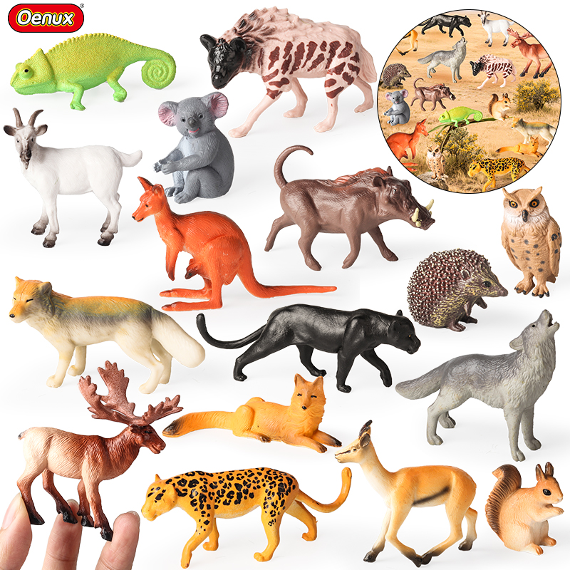 Oenux 16PCS Wild Animals Fores - Kangaroo Kids Education avaliação e preço
