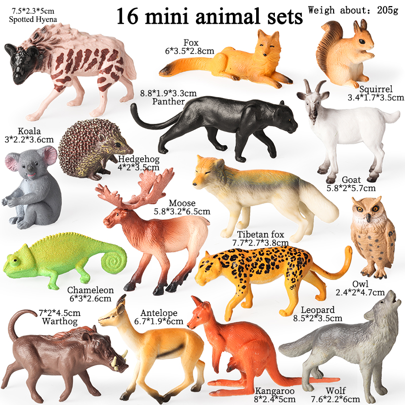 Oenux 16PCS Wild Animals Fores - Kangaroo Kids Education avaliação e preço