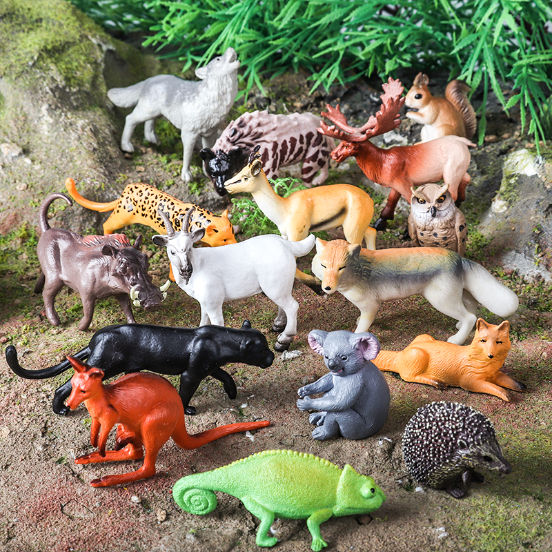 Oenux 16PCS Wild Animals Fores - Kangaroo Kids Education avaliação e preço