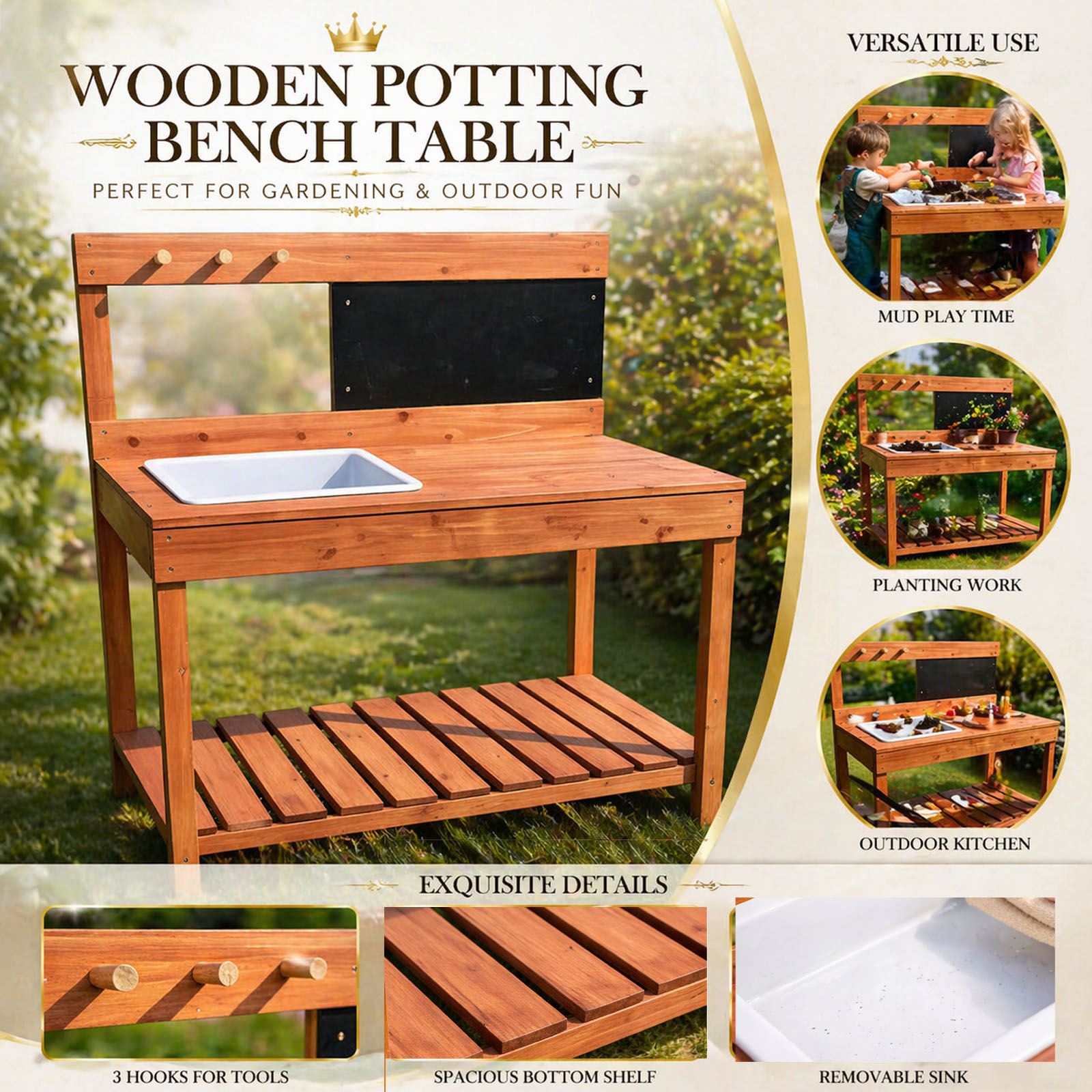 Wooden Potting Benches For Chi - Kids Outdoor Education avaliação e preço