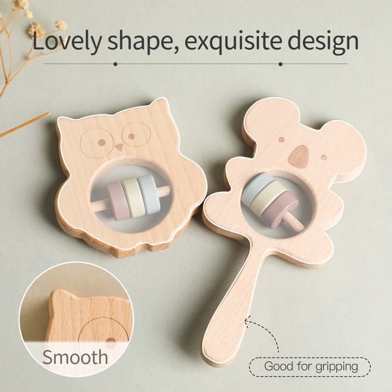 Wooden Rattles for Kids Animal - Kids Education Shows avaliação e preço